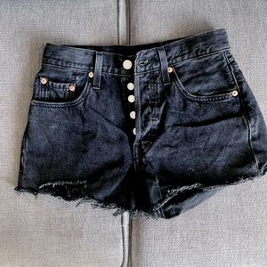 Black Levi high waisted shorts